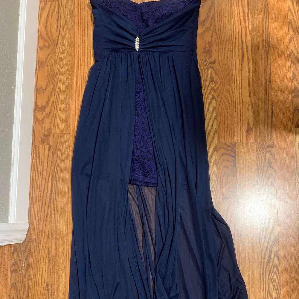 Long/short strapless dress